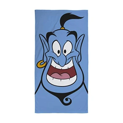 Image of Character World Official Disney Aladdin Towel Super Soft Feel 100% Cotton Perfect for The Home, Beach &amp; Swimming Pool, Blue 140 x 70cm, Multicolour, 70 140cm