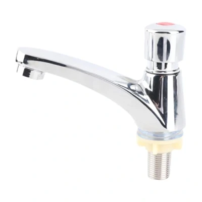 Image of Bathroom Sink Tap, Chrome Plated Self Closing Water Saving Time Delay Basin Tap Faucet for Public Ktchen