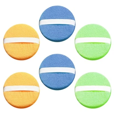 Image of 6 Waxing Round Cakes, Hand Polishing Car Sponge Block, Pad, Ultra Fine Microfiber Cleaning Cloth, Machine Paint Care (5 Inches)