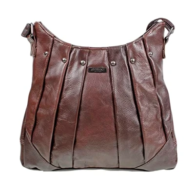 Image of AR BRAND EST. 2021 Ladies Women Genuine Leather Handbag Soft Cross Body Shoulder Bag Black (Brown)