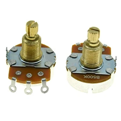 Image of 2 Pack Full Size Alpha Guitar Bass Pots Potentiometer with 19.5mm Brass Shaft Linear Pot B500K
