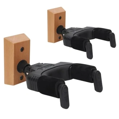 Image of Sondery Guitar Hanger Wall Mount, Auto Lock and Adjustable Hook Holder Stand for Acoustic Electric Bass Guitars, 2 Pack, Not Nitro Finish (W Pack)