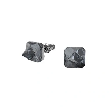 Image of Swarovski Stud Earrings Pair of Grey, Three Dimensional Earrings, Rhodium Plated and Ruthenium Plated, from the Ortyx Collection