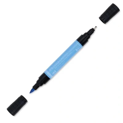 Image of Faber Castell Art &amp; Graphic Pitt Artist Pen Dual Marker India Ink, Skyblue, Single Pen, For Art, Craft, Drawing, Sketching, Home, School, University, Colouring