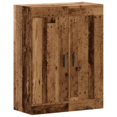 Image of vidaXL Wall Mounted Cabinet Hanging Storage Old Wood Engineered 69.5x34x90 cm Living Room/Bedroom/Hallway Ample Space