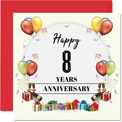 Image of Bronze Anniversary Card for Husband Wife Party Happy 8th Wedding Partner, 145mm x Greeting Cards Eighth Anniversaries
