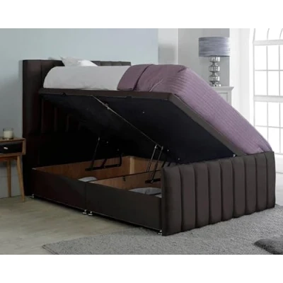 Image of ComfoRest, 3FT Single Ottoman Bed Side Lift, NO MATTRESS (Ottoman with Storage + 54 Inch Headboard), Black Plush