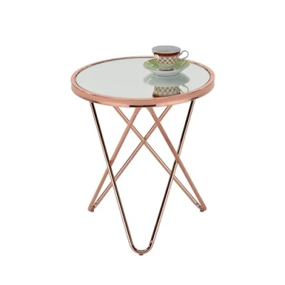 Image of ASPECT Porto Round Side End Coffee Table, Glass, Copper/Mirror, 45 x 50 cm, STB39/MR