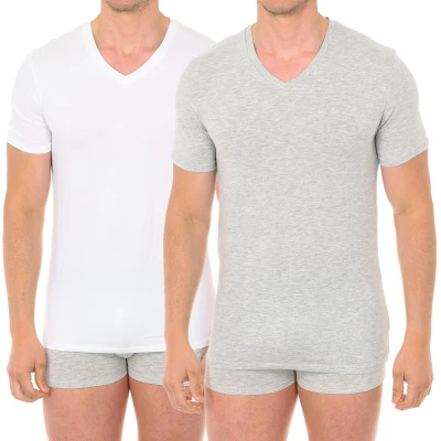 Image of Dim Pack 2 Mens short sleeve V neck T shirts D0A6E Multicolour Cotton Size 2XL