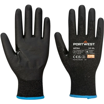 Image of Portwest LR15 Nitrile Foam Touchscreen Glove (Pk12) Black Large