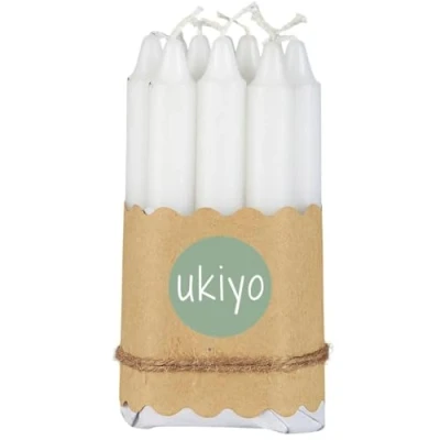 Image of ukiyo 24 Taper Candles Diameter 1.3 cm for Candle Holder Round Advent Wreath Decoration Christmas Colour: Height 10 White