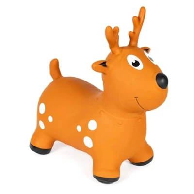Image of Curvaso Animal Bouncy Jump Space Hopper Inflatable Ride On Kids Children&#039;s Fun Toy Gift For Boys Girls Indoors Outdoors Pump Included (Rudolph the Reindeer)