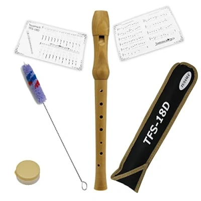 Image of Tuyama® TFS 18D Wood Recorder German fingering + chart and sheet music samples included Soprano Flute