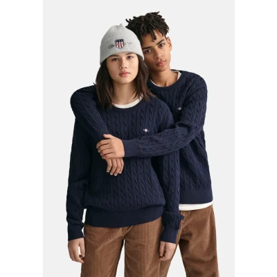 Image of GANT Shield Cable C NECK Jumper for kids, Size: 3 4y, Evening blue