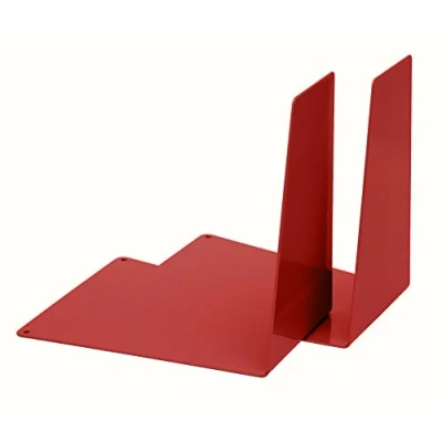 Image of ALCO Albert 4304 12 Metal Bookends 120 x 140 145 mm Wedge Shaped 1 Pair Red