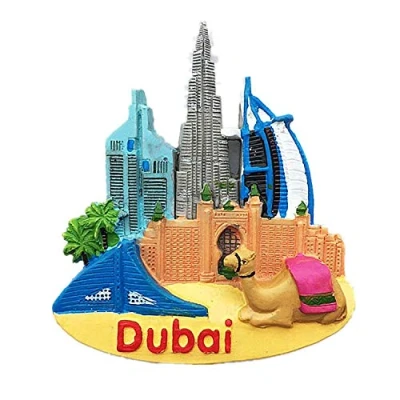 Image of 3D Burj Al Arab,Burj Khalifa,Atlantis of Dubai fridge magnet,Home &amp; kitchen decoration magnetic sticker refrigerator magnet travel souvenir gift