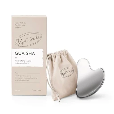 Image of UpCircle Gua Sha Facial Tool Relieves Tension, Aids Lymphatic Drainage + Boosts Circulation for A Healthy Glow Stainless Steel