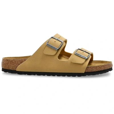 Image of Birkenstock Arizona BS Birko Flor Birkibuc Unisex Slides Latte Cream Sandals