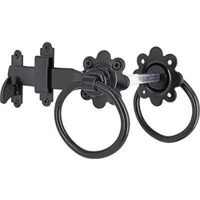 Image of IRONTITE® Ring Gate Latch, Heavy Duty Latch for Wooden Gates, Auto Garden Ideal Keeping Gates and Doors Shut, Opened from Either Side of (Black)