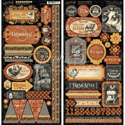 Image of Graphic 45 Farmhouse Stickers 12X12, cardstock, Assorted, One Size