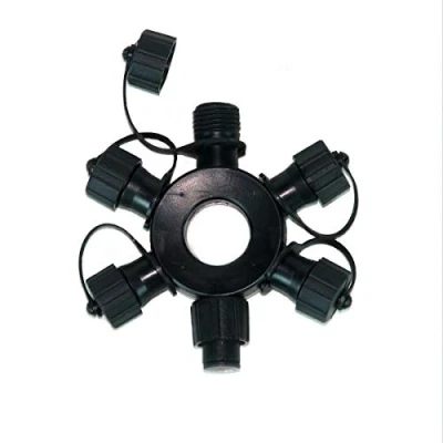 Image of Festive Lights ConnectPro Connectable 5 Port Ring Curtain Connector Black