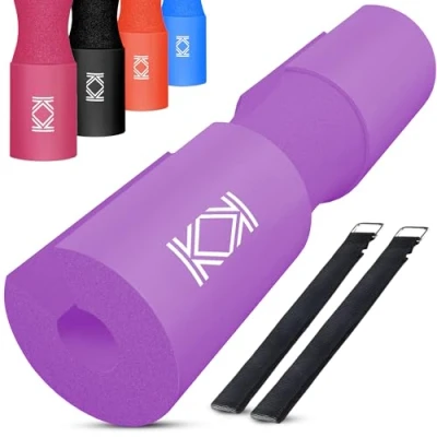 Image of KK Barbell Pad Extra Thick NBR Foam Squat Non Slip Hip Thrust For Workout, Weightlifting &amp; Heavy Weight Squats With Safety Straps Olympics Bar (Purple)