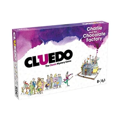 Image of Winning Moves Charlie and the Chocolate Factory Cluedo Mystery Board Game, Play with Bucket, Veruca Salt Oompa Loompas, Discover secret&#039;s of Wonka&#039;s factory, fors ages 8 plus
