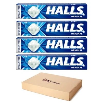 Image of Halls Original Flavor Cough Relief Sugarfree Lozenges in Refreshing Pack of 4 for Instant Sold by VR Angel