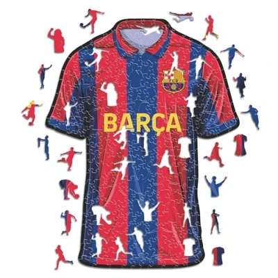 Image of Iconic Puzzles, 100% eco sustainable wooden puzzle with official license Barcelona shirt, size M, 270 pieces
