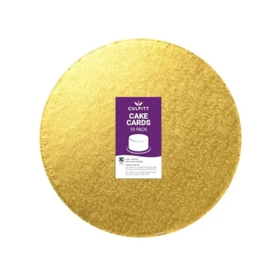 Image of Culpitt 10&quot; Round Cake Boards Gold 2.7mm Cards For Celebration Cakes, Birthday Treats, Tiers, Cupcakes, and More! 10 inch, Pack Of