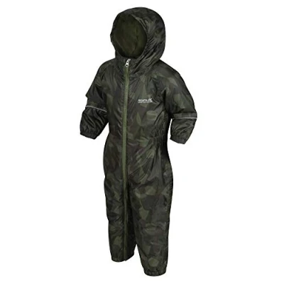 Image of Regatta Splosh III Waterproof and Breathable Insulated Lightweight All In One Suit Overtrousers Cypress Green, 12 18