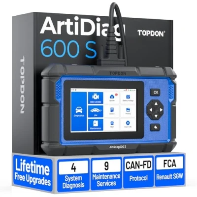 Image of TOPDON ArtiDiag600 OBD2 Scanner, Car Diagnostic Tool for Engine Transmission ABS SRS, 8 Reset Service: Oil/EPB/SAS/TPMS/BMS/DPF Reset/Throttle matching/Injector Coding, Lifetime Free Wireless Update