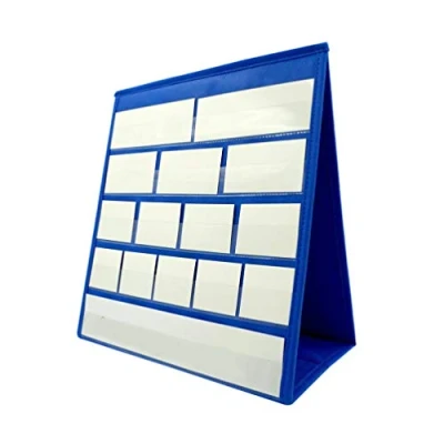 Image of Toyvian Tabletop Desktop Pocket Chart with 20 Dry Erase Cards Teaching Double Sided Self Standing (43x33cm)