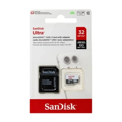 Image of SanDisk Ultra 32 GB microSDHC Class 10 Memory Card up to 48 Mb/s White/Grey