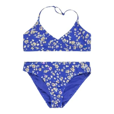 Image of Roxy Shadow Floral Brasic Bikini for kids, Size: 8y, Blue