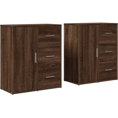 Image of vidaXL Sideboards 2 pcs Brown Oak 60x31x70 cm Engineered Wood