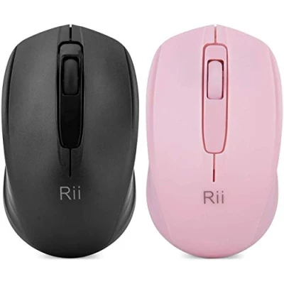 Image of Rii Wireless Mouse for Laptop, USB Mice Optical Mini 2.4G PC Computer with Nano Receiver School Kids Office Home(Black&amp;Pink)