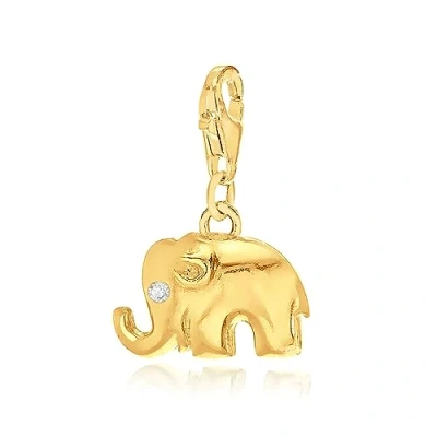 Image of Tuscany Silver Women&#039;s Sterling Gold Plated Cubic Zirconia Elephant Charm