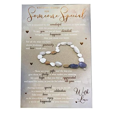 Image of Someone Special Heart Pebbles Design Sentiments Happy Birthday Card Lovely Verse