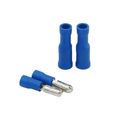 Image of Grapelet 100 X Bullet Crimp Connectors for Audio Wiring with Fully Insulated Terminal Fittings in Blue