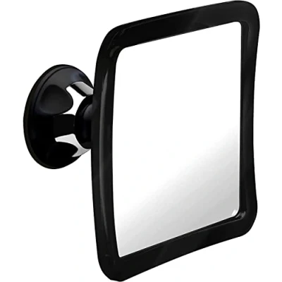Image of MIRRORVANA Fogless Shower &amp; Shaving Mirror with Upgraded Suction Mount for Bathroom, Anti Fog Shatterproof Surface and 360 Swivel, 16cm x (1X Magnification) (Black)