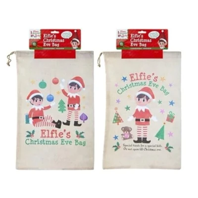 Image of PMS Drawstring Elf Christmas Eve Bag Sack Stocking 55cm x 36cm
