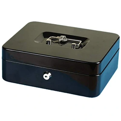 Image of HALAWAKA Portable Metal Cash Box Safe Strongbox With Lock Coin Storage Register