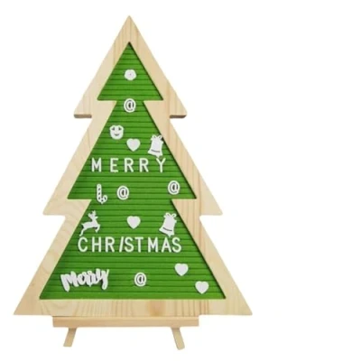 Image of CHAKAE Christmas Felt Letter Board, Tree Designs with 170Characters and Wood Stand for Festival Messages Changeable