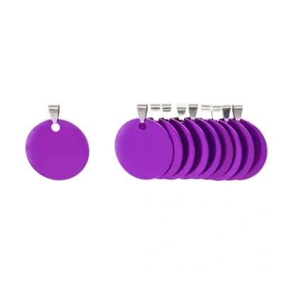 Image of NanTun Round Aluminum Blank Dog Tags, DIY Engraved Cat ID Personalised Pet Identity Name tag Carving, Diameter 3cm Purple 12 pcs