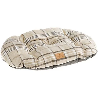 Image of Ferplast Cat And Dog Padded Cushion Scott 65/6, Double Sided, Tartan, Soft Velvet, Washable, Brown, M