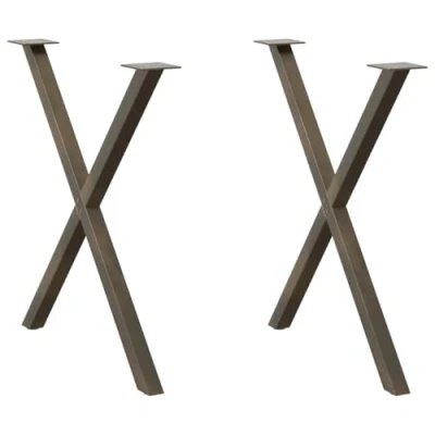 Image of vidaXL dining table legs x shaped natural steel adjustable office/desk use 70x(72 73) cm