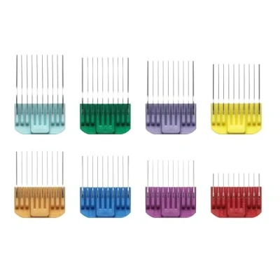 Image of Andis 8 Piece Stainless Steel Clipper Comb Set Professional Grade Guides Durable &amp; Rust Resistant Ideal for Precise Trimming Styling Must Have Pet Grooming Attachments