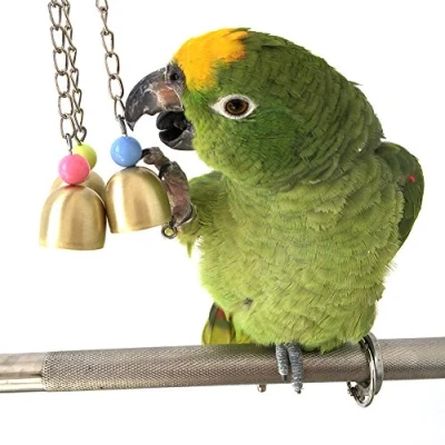 Image of Sotoboo Bells Chain Boredom Breakers Bird Chew Toy for Parrot Macaw African Grey Budgie Parakeet Cockatiels Conure Lovebird Cockatoo Cage