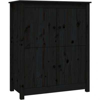 Image of vidaXL Sideboard Black 83x41.5x100 cm Solid Wood Pine
